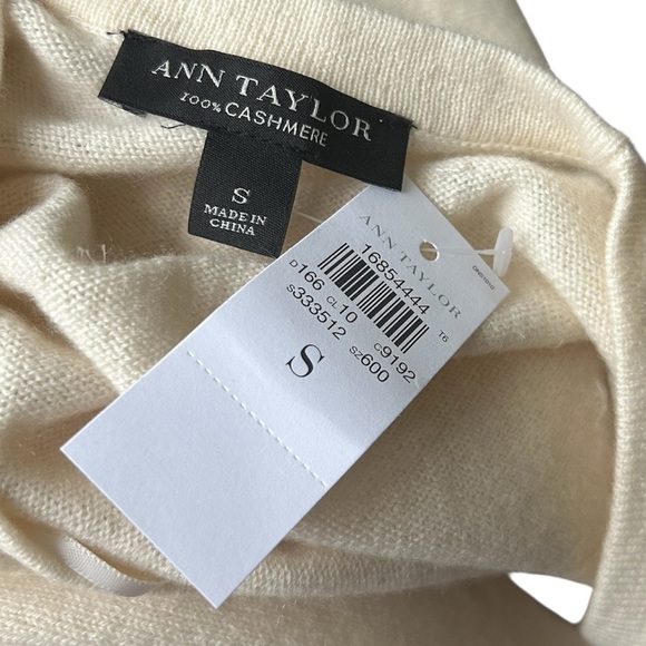 NWT Ann Taylor Cashmere Open Cardigan Shrug Rhinestones Cream $228. Size S - Picture 5 of 8
